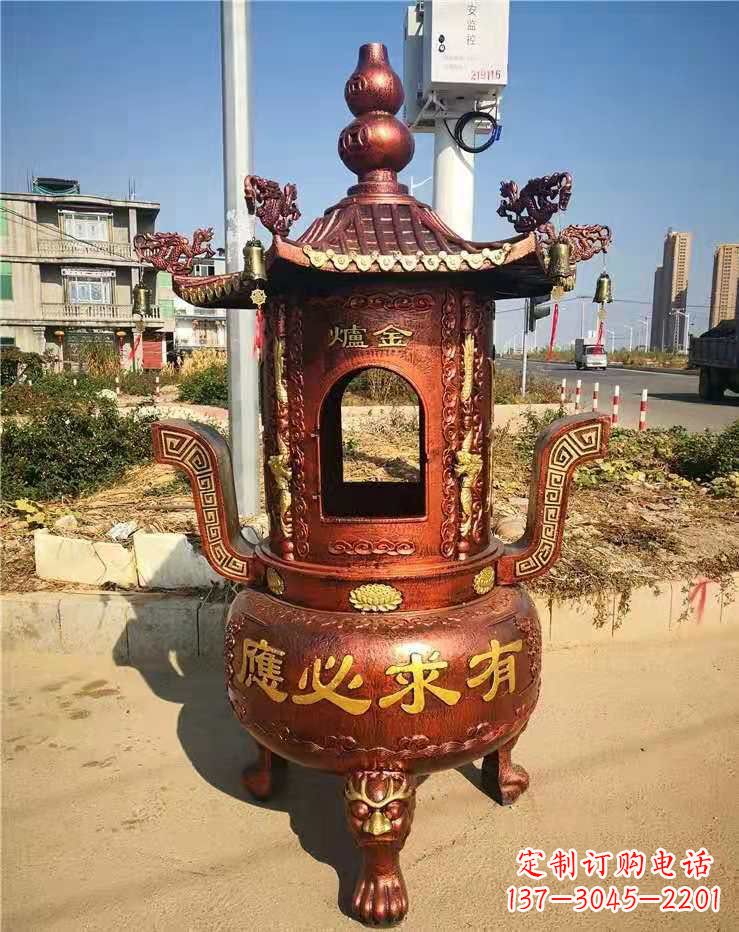 河南杜浦精制铜香炉雕塑