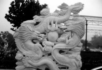 河南精美大理石双龙雕塑