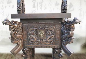 河南典雅双龙四龙铜鼎雕塑
