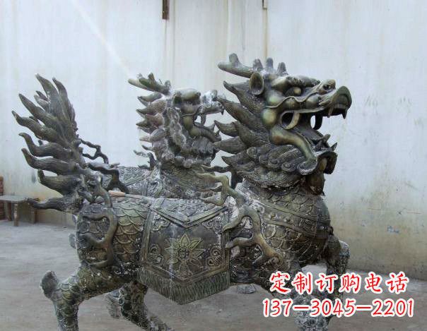 河南精致手工铜麒麟雕塑