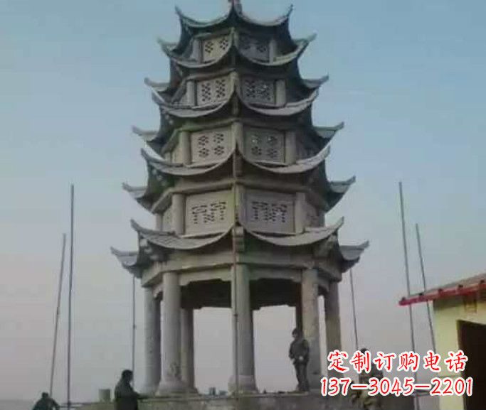 河南精美绝伦的多层凉亭石雕