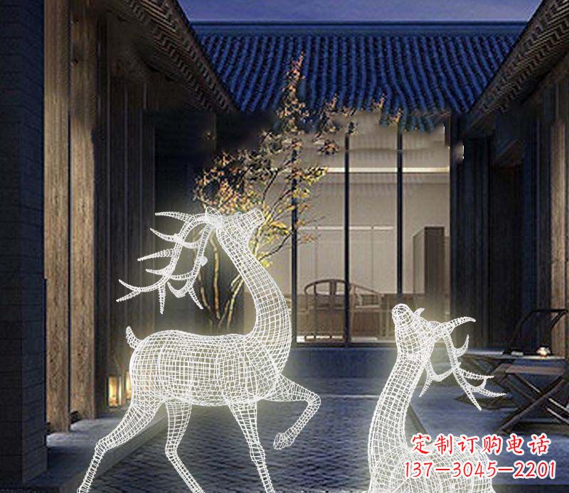 河南发光镂空梅花鹿景观雕塑