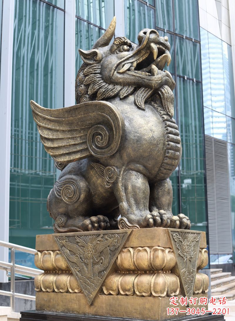 河南精美独角兽铜雕