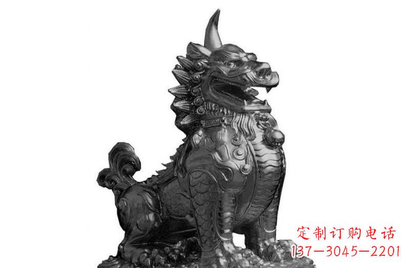 河南独角兽铜雕塑,精美细腻传统工艺