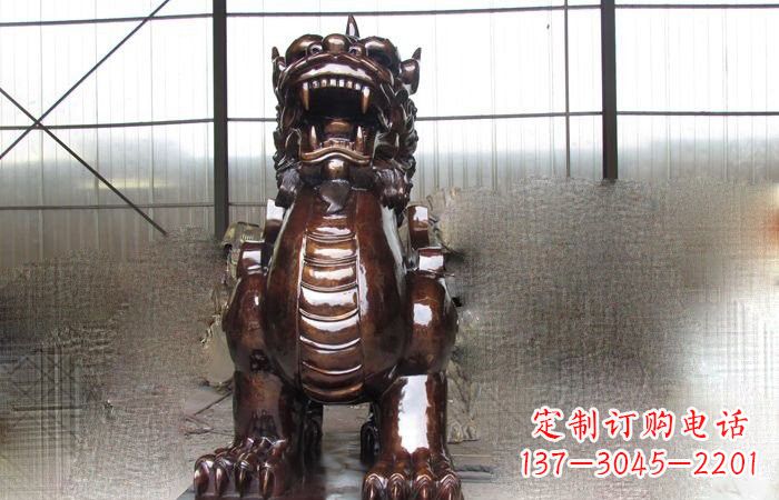 河南来自古老文化的獬豸铜雕