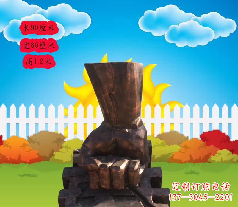 河南法治拳头铜雕