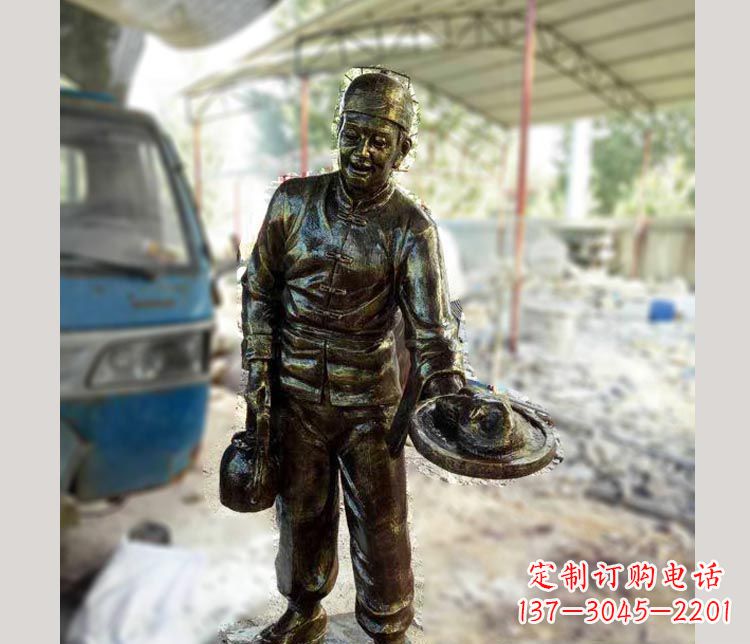 河南中领雕塑定制铜雕店小二雕塑