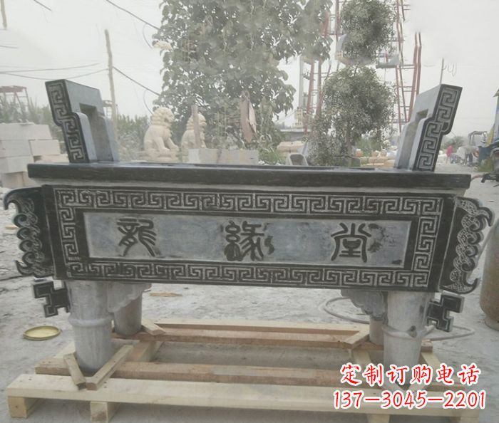 河南方形四足香炉石雕艺术品