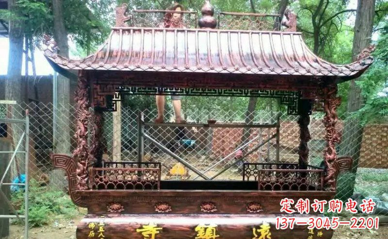 河南方形寺庙香炉铜雕塑