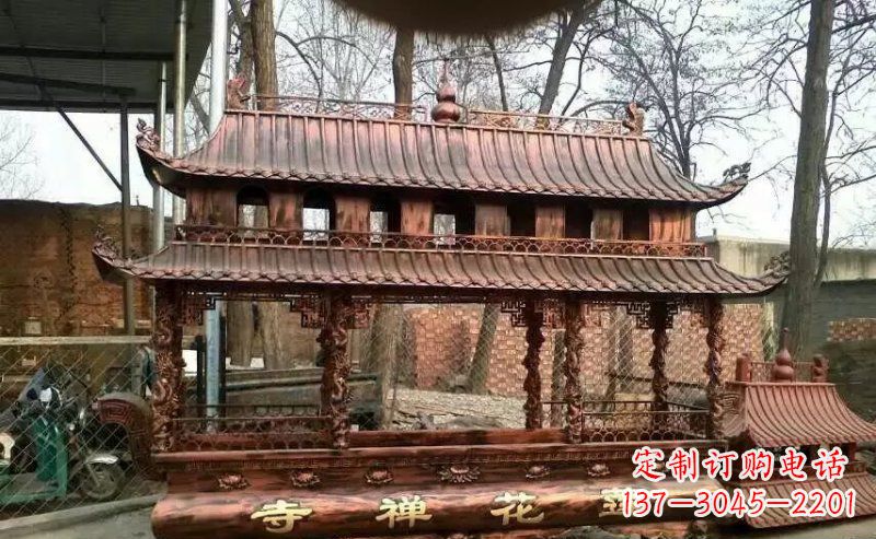 河南方形寺庙香炉铜雕