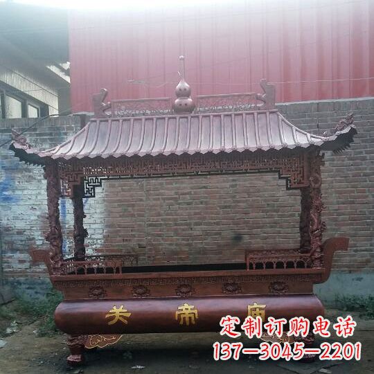 河南方形香炉铜雕塑,精美香炉雕塑