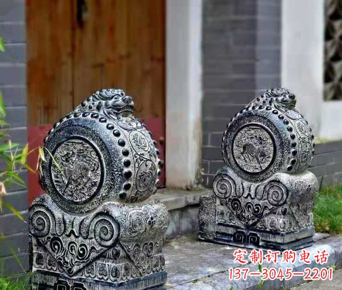 河南精美仿古抱鼓石门墩雕塑