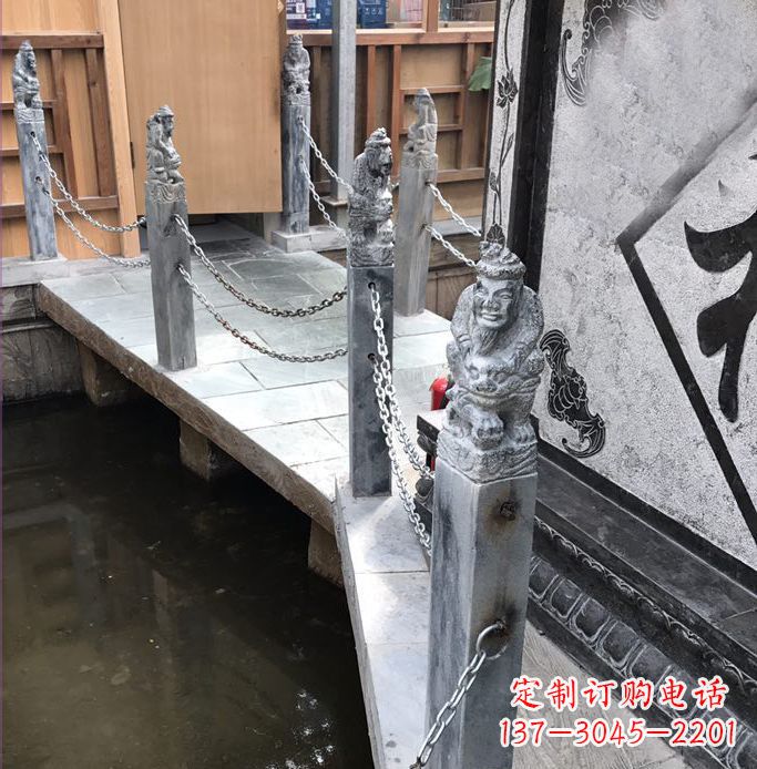 河南仿古胡人拴马柱栏杆公园石雕