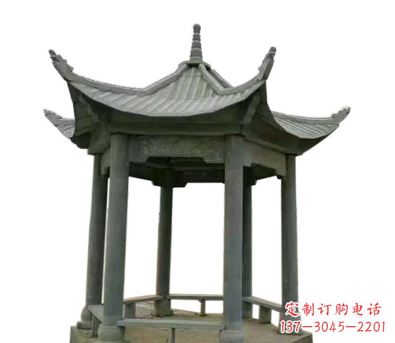 河南仿古六角凉亭石雕 (2)
