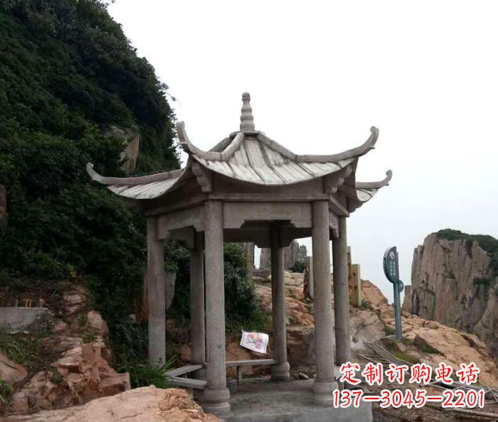 河南风格独特的仿古凉亭石雕