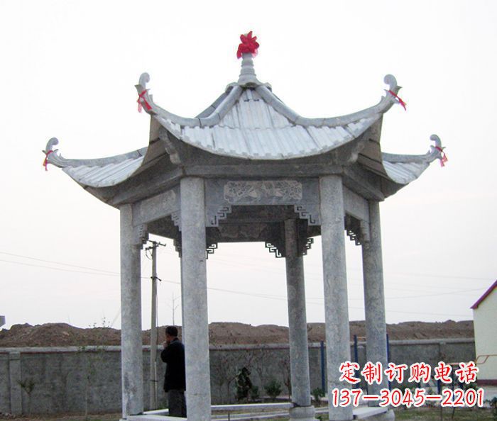 河南仿古六角石凉亭雕塑