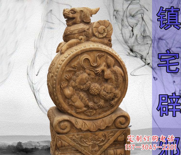 河南仿古貔貅门墩镇宅辟邪石雕