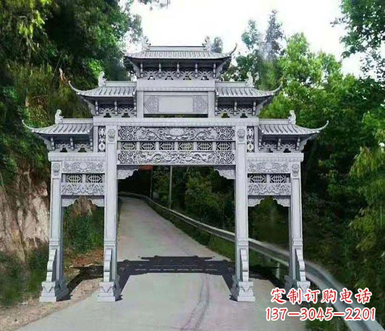河南仿古三门牌坊石雕