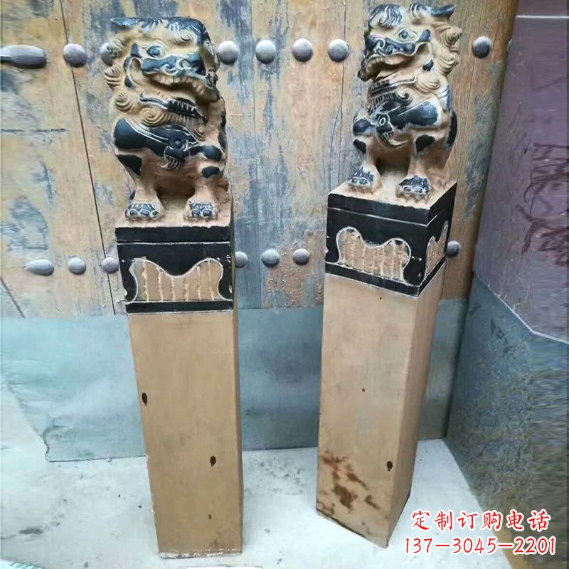 河南精美狮子雕塑 拴马桩