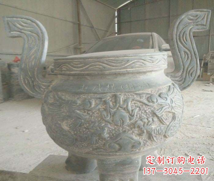 河南青铜仿古三足香炉石雕