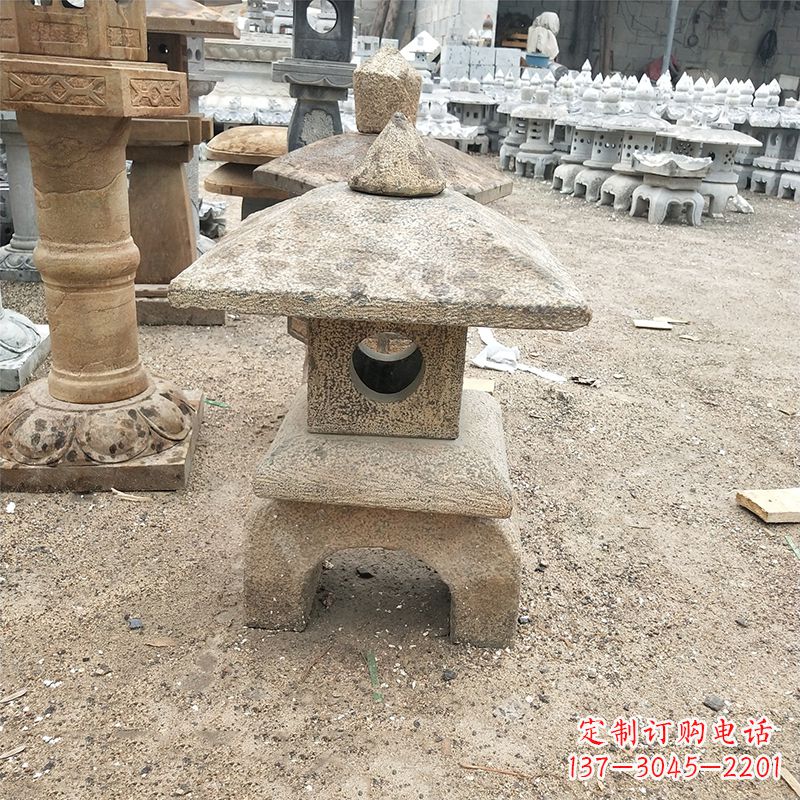 河南精美仿古石雕灯笼雕塑