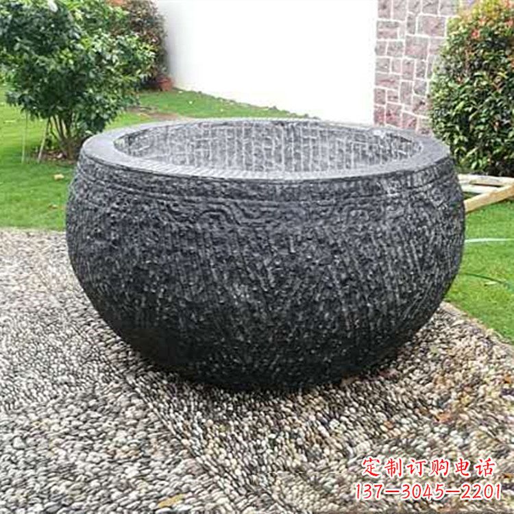 河南仿古石雕水缸,精雕细琢别具一格