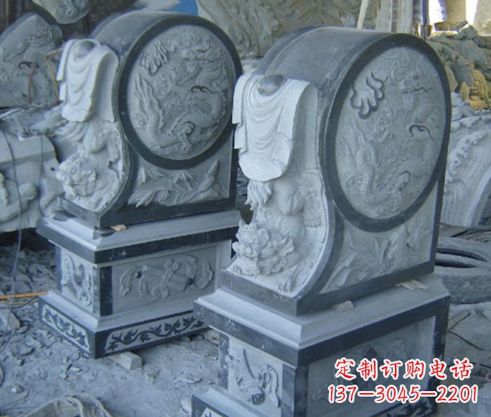 河南仿古石门墩招财抱鼓石雕塑