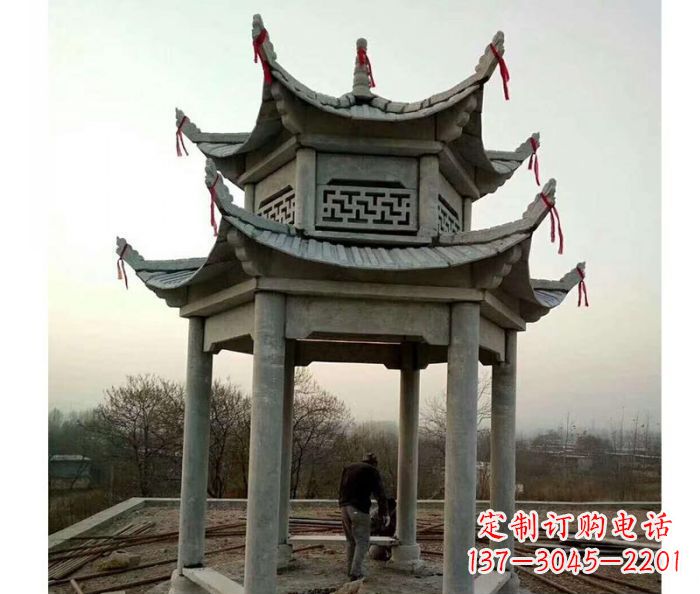 河南仿古双层石雕凉亭