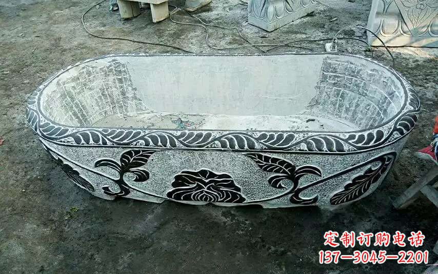 河南风格独特的仿古石头水缸雕塑