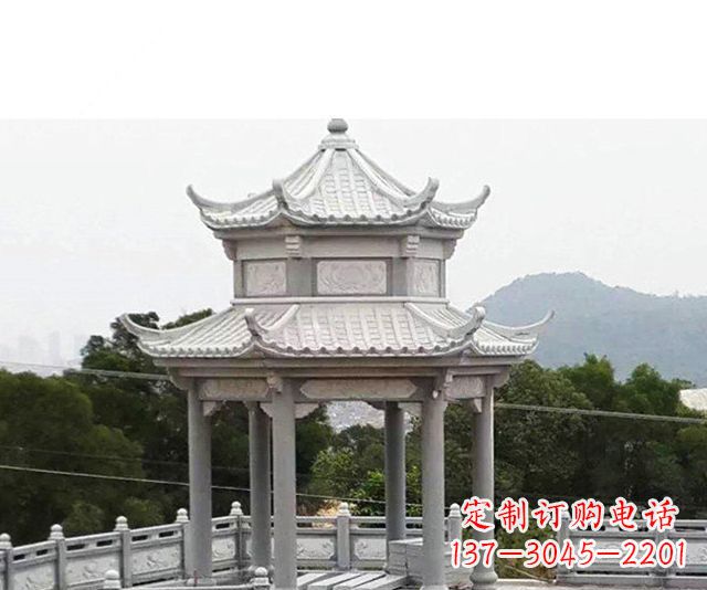 河南仿古双层石雕凉亭