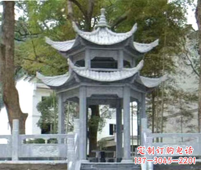 河南仿古园林双层石雕凉亭