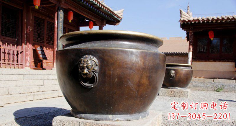 河南仿古圆形水缸铜雕