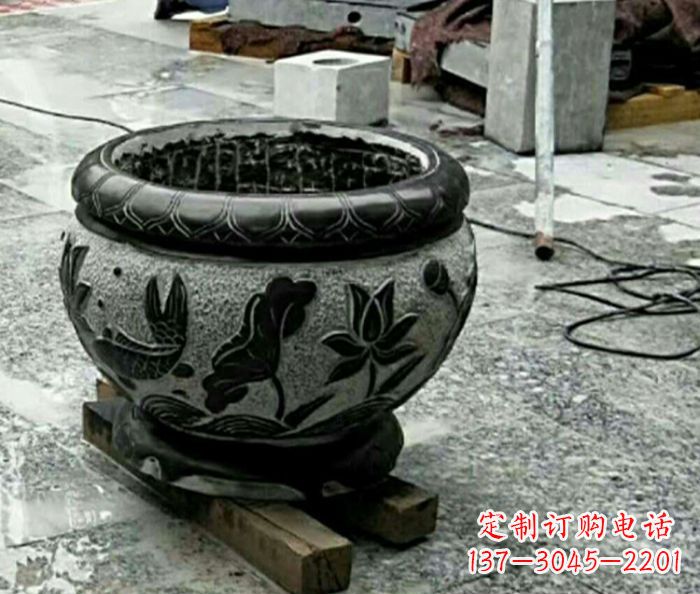 河南仿古招财水缸石雕 (2)