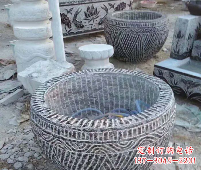 河南仿古招财水缸石雕
