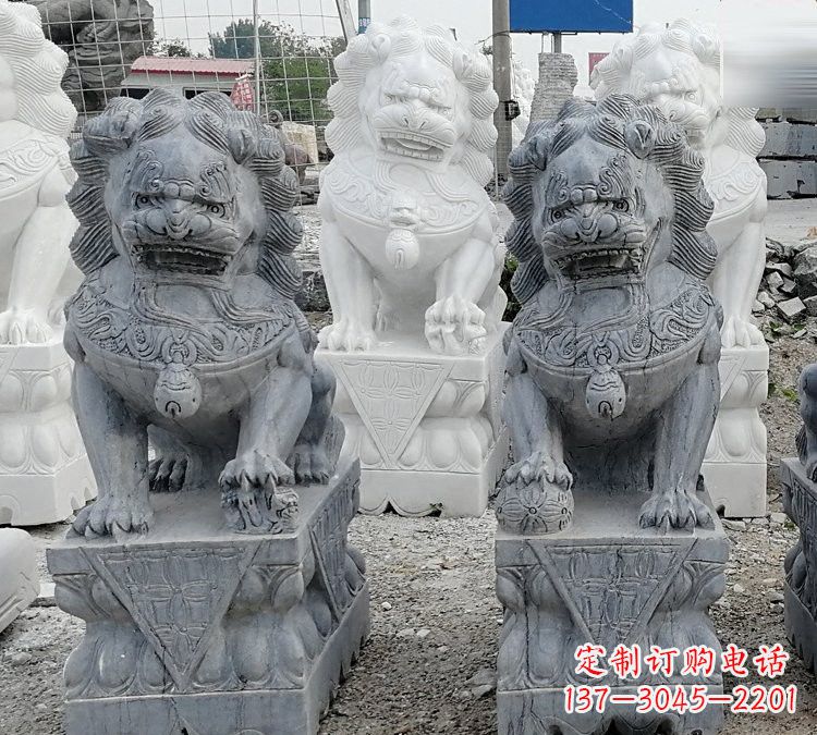 河南仿古做旧青石雕刻的狮子