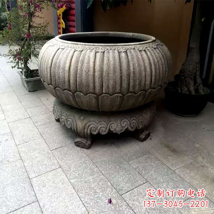 河南精美仿古石雕花盆雕塑