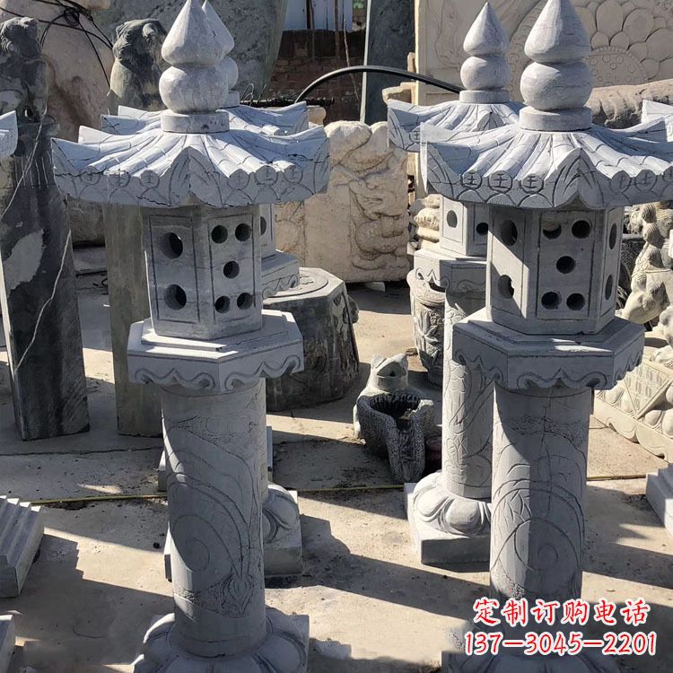 河南中式仿古青石灯笼雕塑
