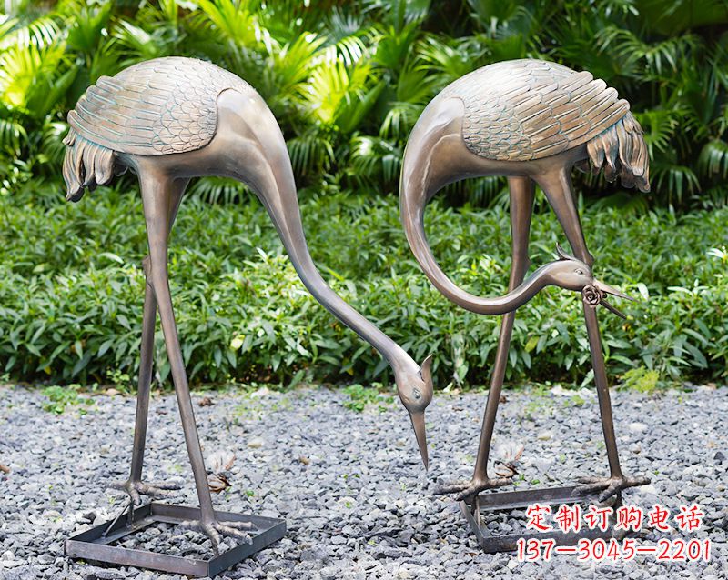 河南传统文化铸造仙鹤雕塑