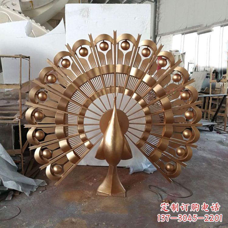 河南仿铜色不锈钢孔雀雕塑