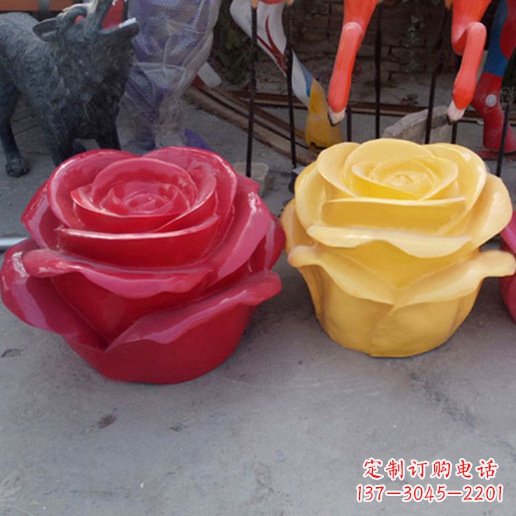 河南精美仿真玻璃钢玫瑰雕塑
