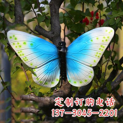 河南精致风韵，蓝白蝴蝶雕塑