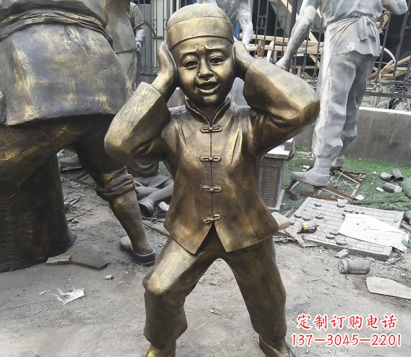 河南儿童放鞭炮铜雕
