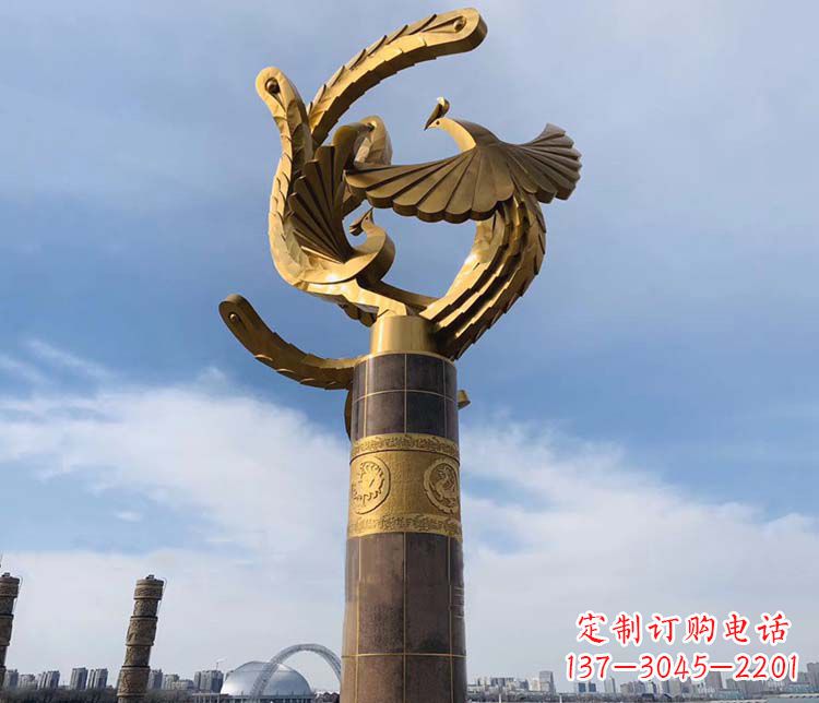 河南凤凰华表铜雕