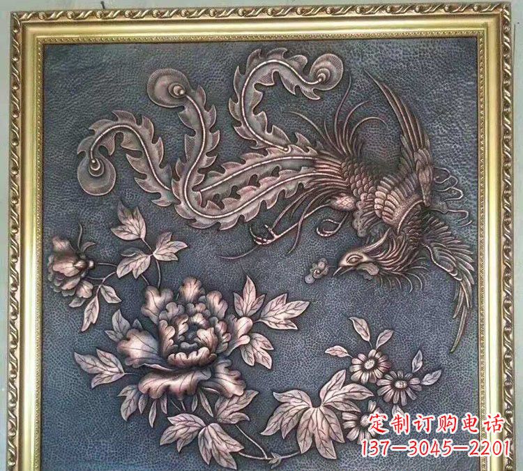 河南凤凰牡丹铜浮雕