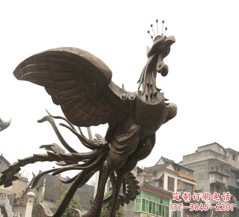 河南凤凰展翅铜雕