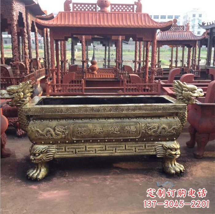 河南精美麒麟雕塑——浮雕铜香炉