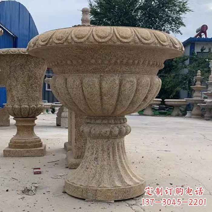 河南优雅高墩欧式石雕花盆