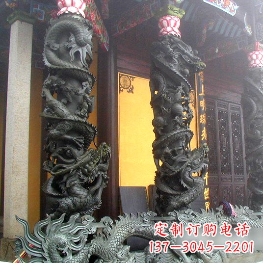 河南高浮雕铜雕盘龙柱