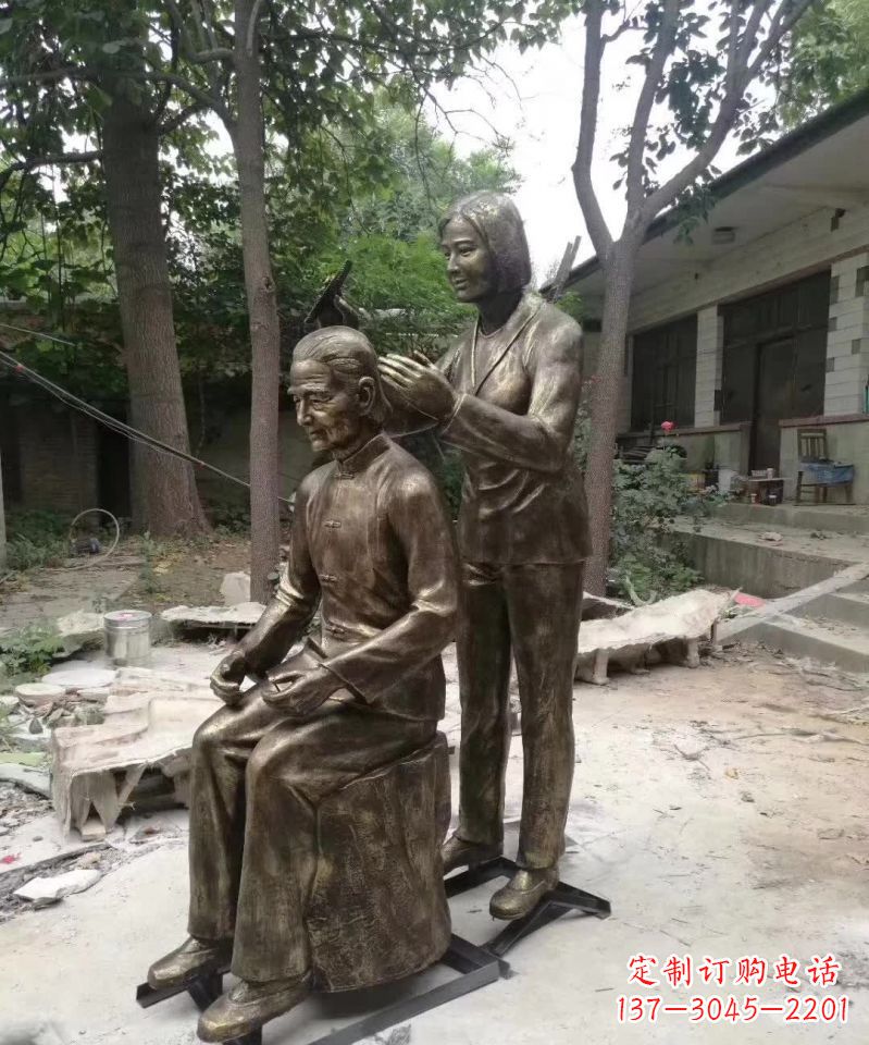 河南产品名称纪念母亲的梳头人物铜雕