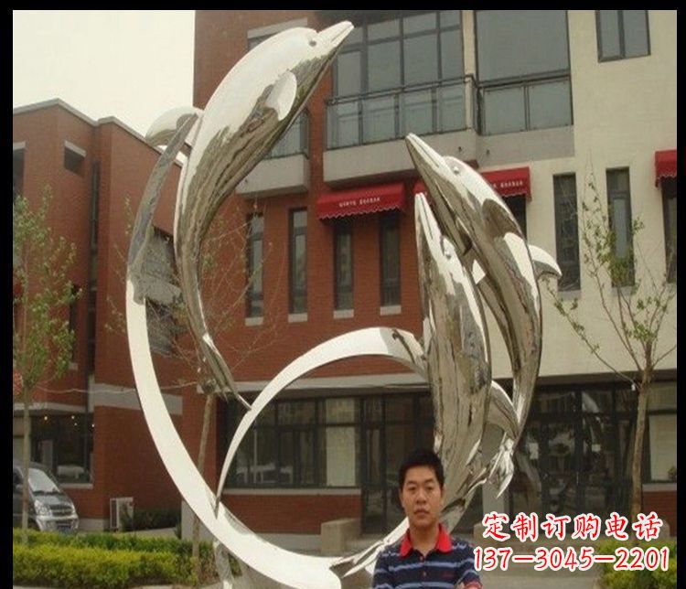 河南精细不锈钢海豚雕塑